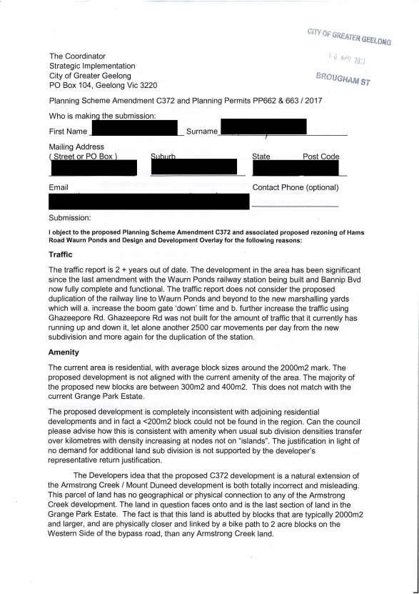 Pro forma letter - page 1