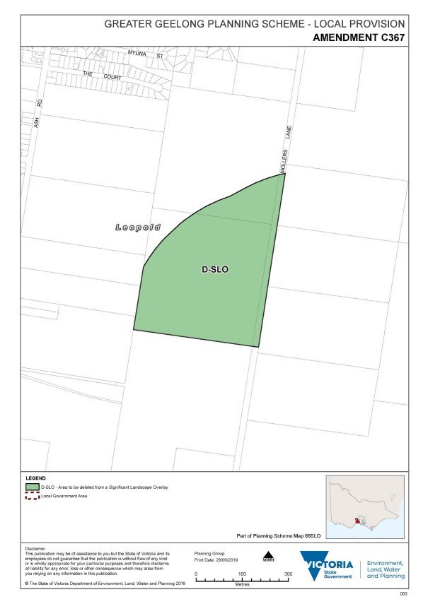 Amendment C367 - map showing area to be deleted from a Significant Landscape Overlay