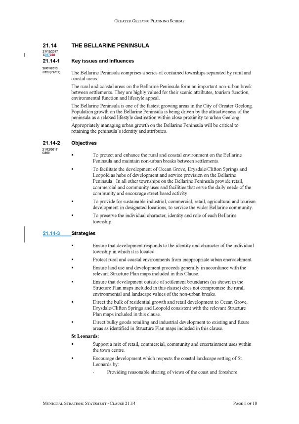 Municipal Strategic Statement - Clause 21.14 - Page 1 of 18