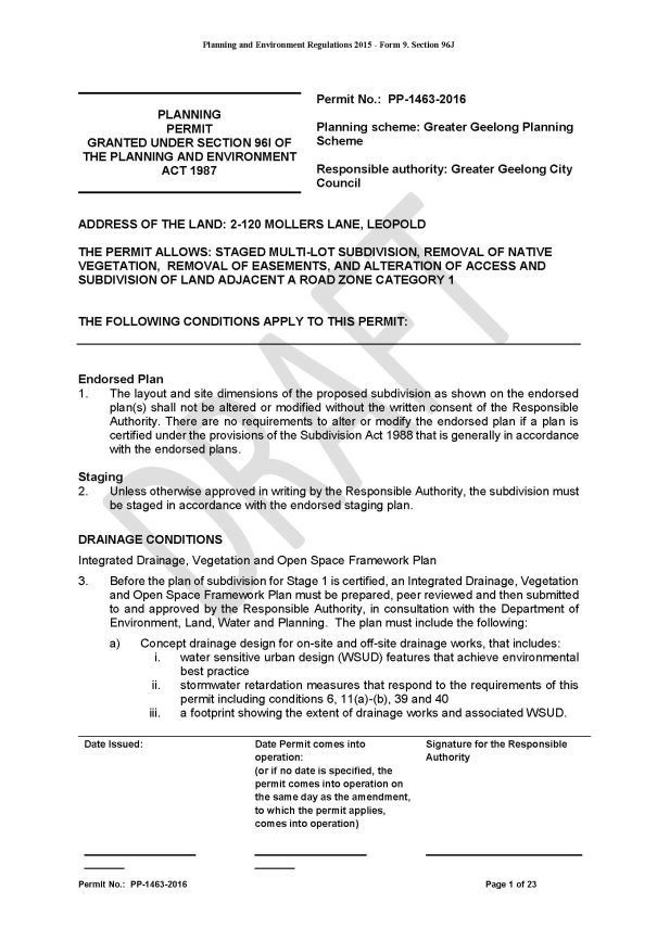 Planning Permit Number PP-1463-2016 - Page 1 of 23