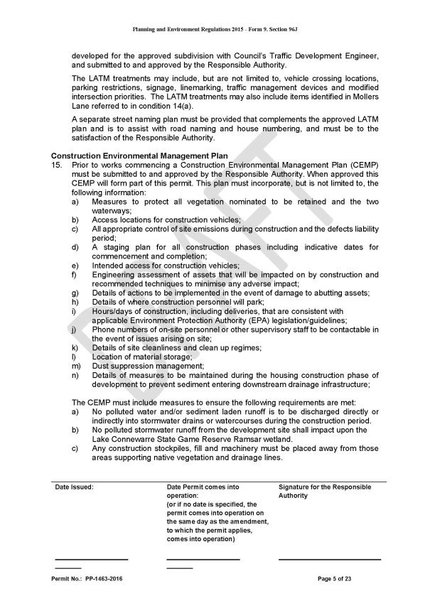Planning Permit Number PP-1463-2016 - Page 5 of 23