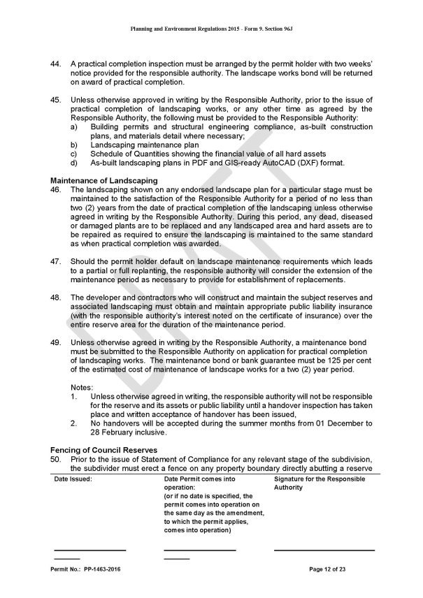 Planning Permit Number PP-1463-2016 - Page 12 of 23