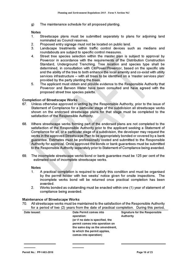 Planning Permit Number PP-1463-2016 - Page 16 of 23