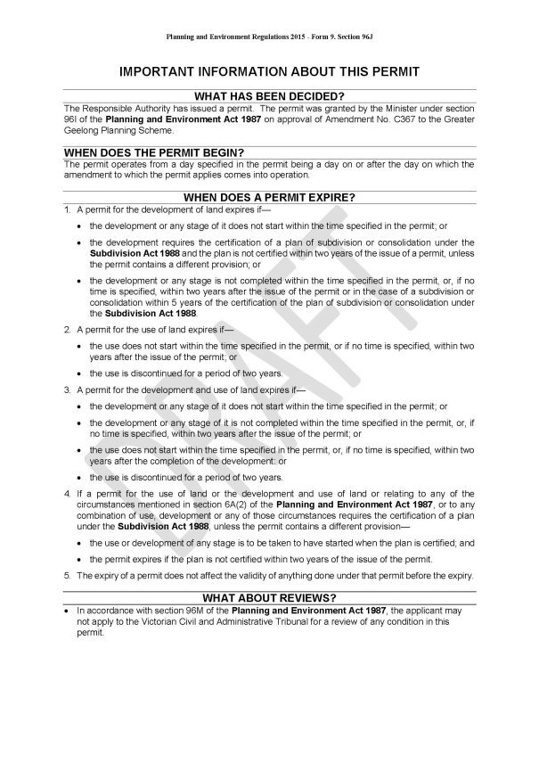 Planning and Environment Regulations 2015 - Form 9, Section 96J