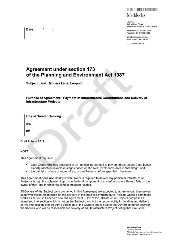 Section 173 agreement - Page 1