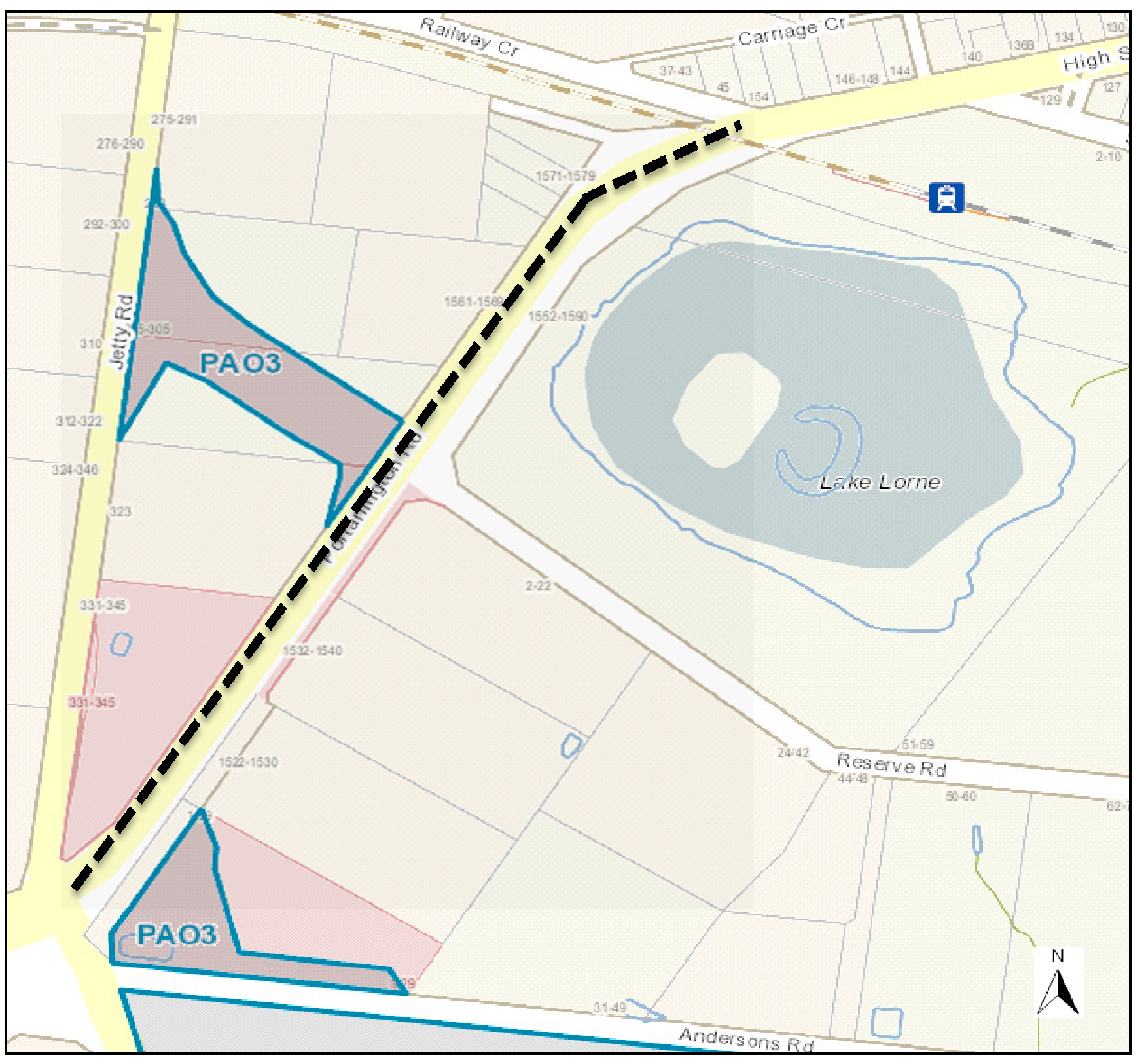 Map showing section of Portarlington Road to be renamed High Street