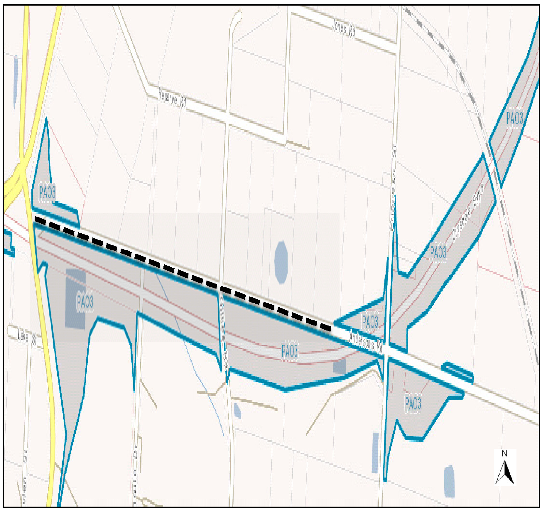 Map showing section of Andersons Road to be renamed McKiernan Street