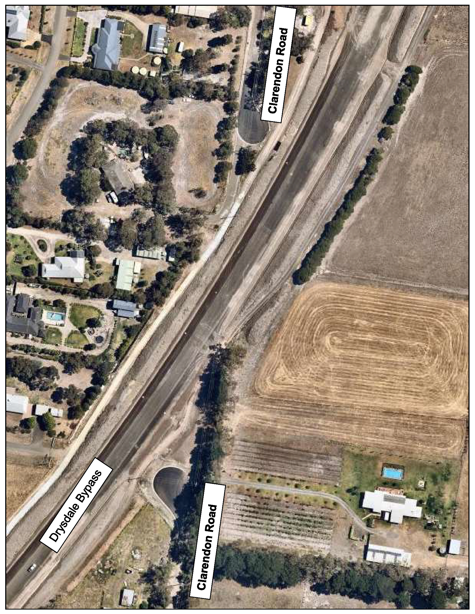 Aerial image showing how the road is truncated