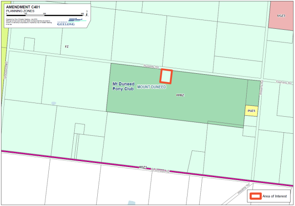 Amendment C401 Planning zones - Area of interest shown in red box