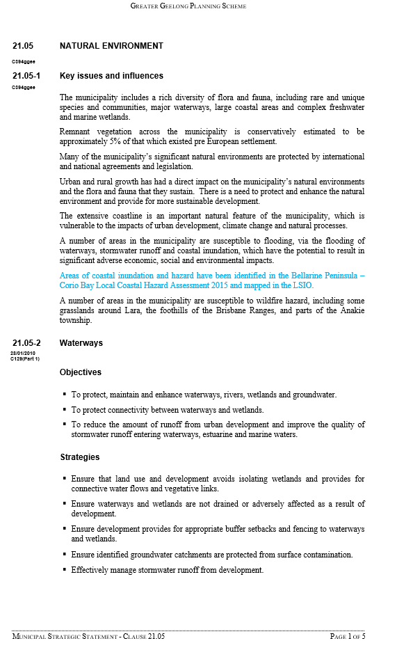 Municipal Strategic Statement  - Clause 21.05 - Page 1 of 5