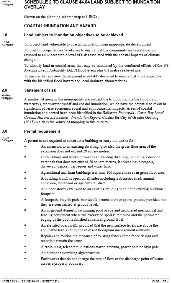 Overlays - Clause 44.04 - Schedule 2 - Page 1 of 2