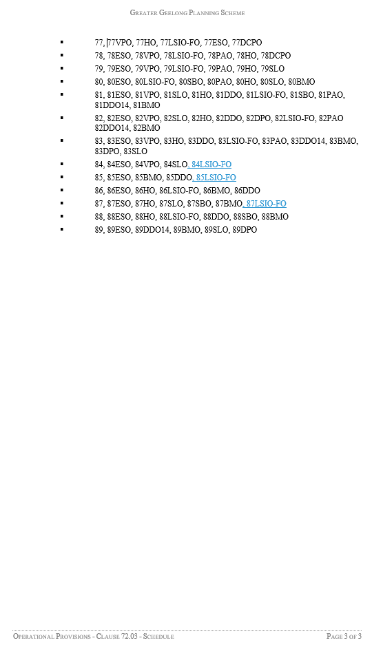 Operational Provisions - Clause 72.03 - Schedule - Page 3 of 3