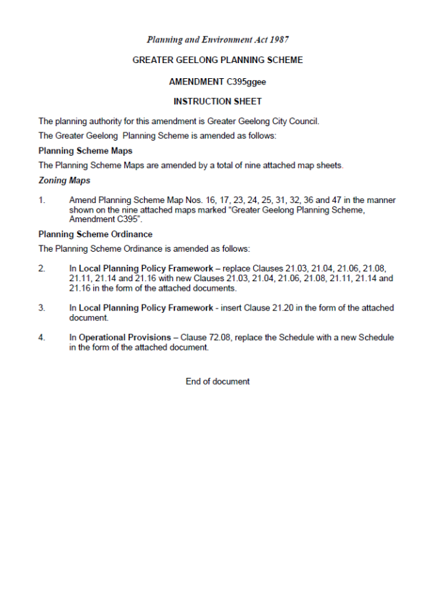 Amendment C395ggee instruction sheet