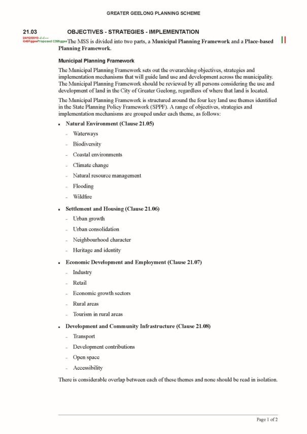 Amendment C395ggee  - Clause 21.03 page 1 of 2