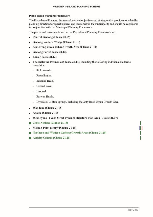 Amendment C395ggee  - Clause 21.03 page 2 of 2