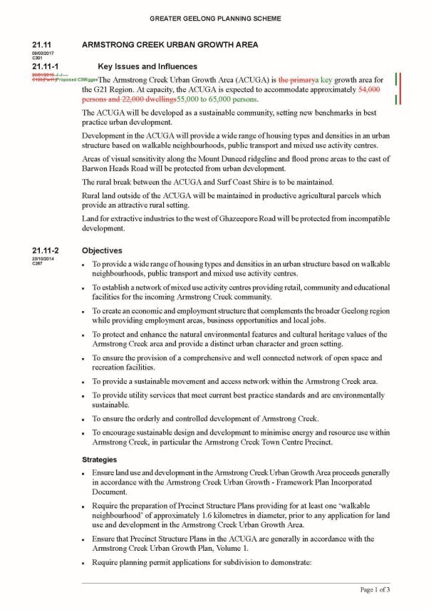 Amendment C395ggee  - Clause 21.11 page 1 of 3