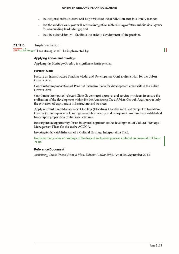 Amendment C395ggee  - Clause 21.11 page 2 of 3