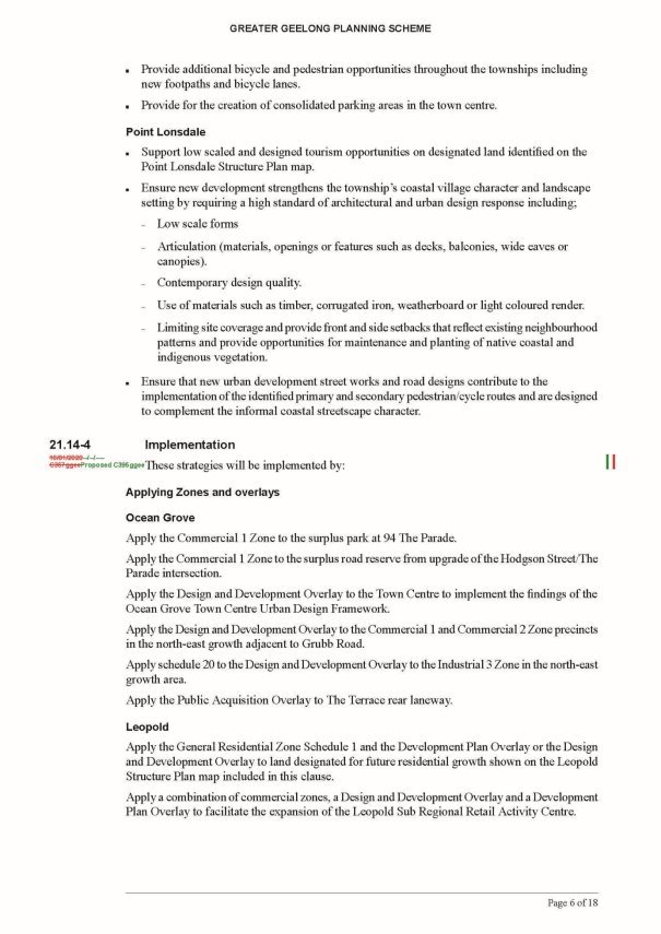 Amendment C395ggee  - Clause 21.14 page 6 of 18