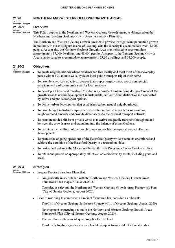 Amendment C395ggee  - Clause 21.20 page 1 of 4