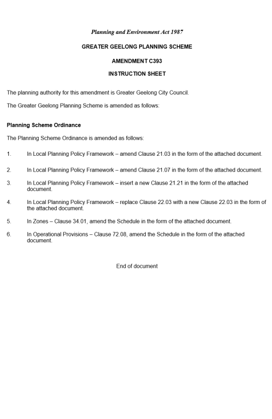 Amendment C393 - Instruction sheet