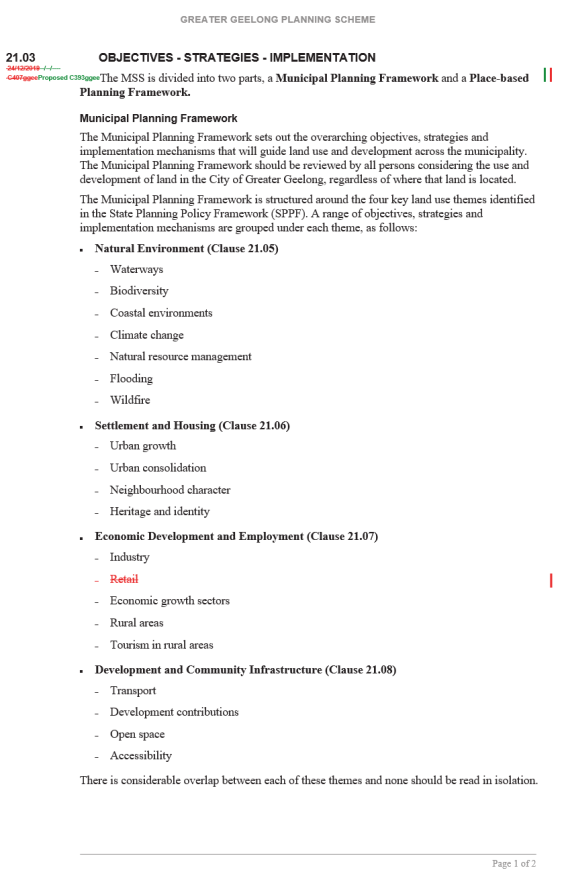 Amendment C393  - Clause 21.03 page 1 of 2