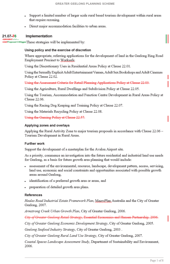 Amendment C393  - Clause 21.07 page 5 of 8