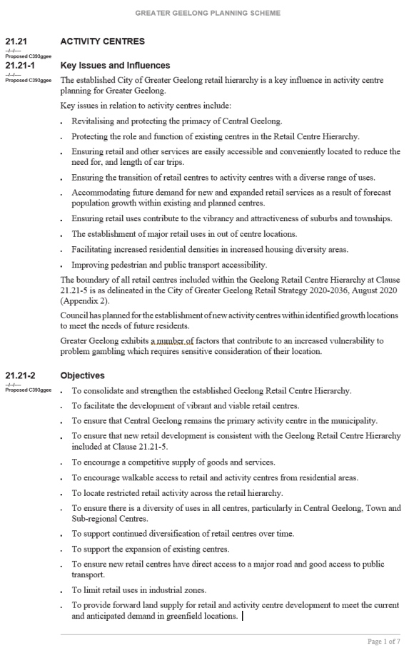 Amendment C393  - Clause 21.21 page 1 of 7