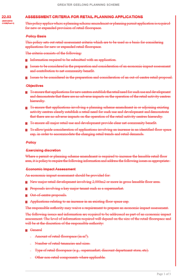 Amendment C393  - Clause 22.03 page 1 of 3