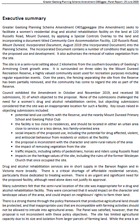 Executive summary - page 1 of 3