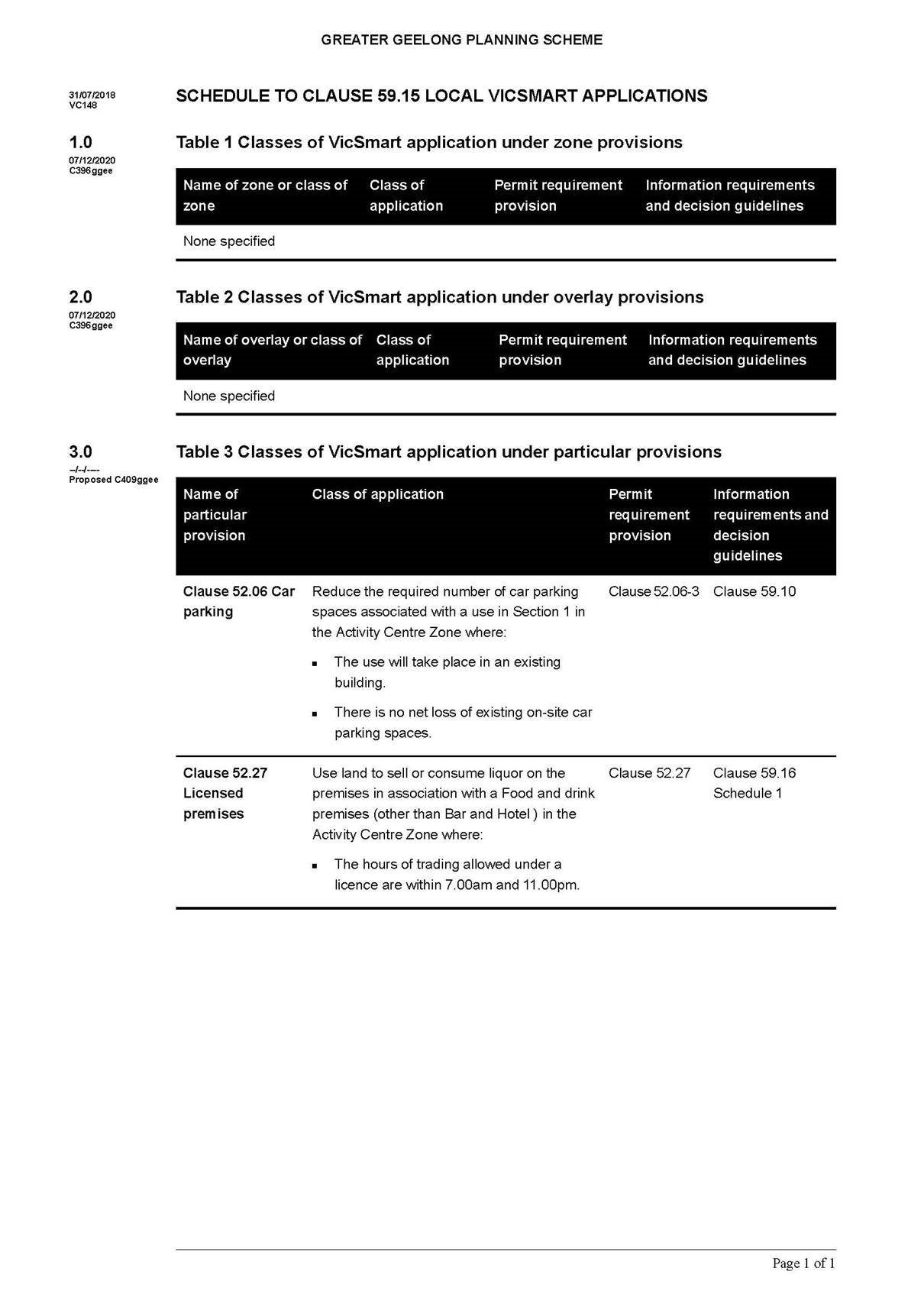 Schedule to Clause 59.15 - page 1 of 1