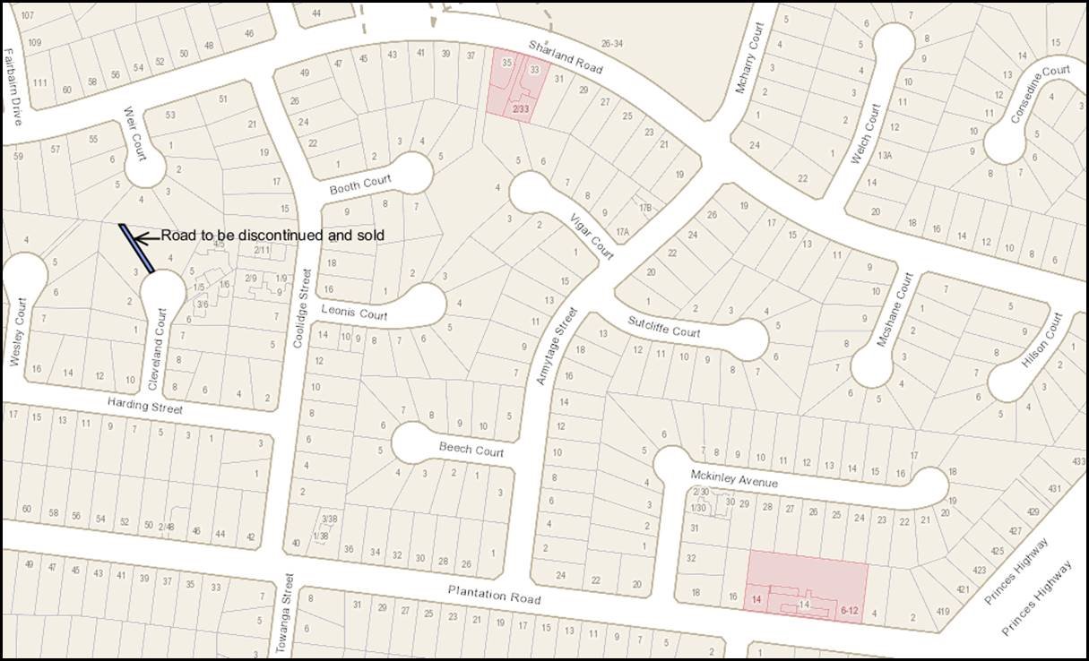 neighbourhood map showing road closure